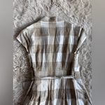 Gal Meets Glam  Gayle Wrap Dress Checkered
Linen Short Sleeve Tan NWT Size 2 Photo 14