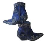 Donald Pliner Western Ocean Suede Crush Metallic Leather Boot Shoe $625 NWT Blue Size 6 Photo 3