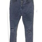 We The Free  People Jeans Faded Black Denim sz 30 Distressed Button Fly skinny Photo 0