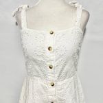 ZARA Eyelet Tie Strap Button Front Mini Dress 7521/341/250 White Size Medium Photo 6