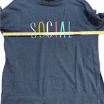 Wildfox  Navy Blue "SOCIAL" Graphic Sweatshirt Pullover Cozy Lounge Top sz M Photo 4