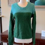 Sweater Crochet Acrylic Green Blue Crewneck Womens Medium Mossimo Photo 4