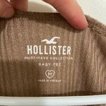 Hollister EUC women’s tan knit baby tee v-neck ruched crop long sleeve top Photo 4