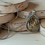 Handmade Sparkling Gold Chunky Glitter Tear Shaped Necklace on a 20” chain Photo 2