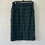 Vintage 80s Blue Green Tartan Plaid 100% Wool Above the Knee Skirt 10 Photo 1