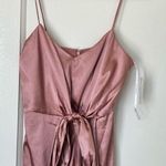 Dessy Collection FAUX WRAP MIDI DRESS WITH DRAPED TULIP SKIRT IN DESERT ROSE Size 6 Photo 3