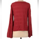Free People Side Tie Bell Sleeve Deep Coral Rust V-Neck Blouse Size XS Photo 1