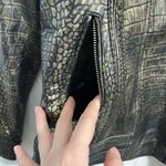 Peck & Peck  100% Leather Jacket Coat Women XL Crocodile Lined Full Zip Metallic Photo 3