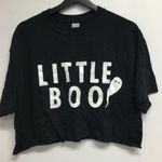 Gildan Halloween Cropped T-shirt Custom DIY Little Boo Black Tee Size L Photo 0