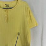 Basic Editions Short Sleeve Flower Embroidered Button Shirt Womens Medium Yellow Photo 2