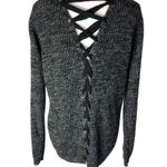 SO  Juniors Ribbed Knit Long Sleeve Lace Back Pullover Sweater Photo 2