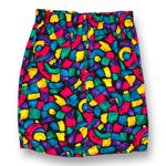 Vintage 90s Multicolor Rainbow Abstract Print Skirt Bold Colors Plus Size 22 Black Photo 2