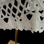 LUNGO LARNO Top Womens M 100% Linen Crochet Trim White Boho Peasant Cottage Core Size M Photo 4