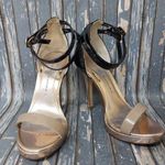 Chinese Laundry Imagination Strappy High Heels US 6M Gold Black & Tan Open Toe Photo 0