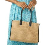 Walter Baker NWT Natural Woven Black Handles Black Trim Delaney Tote Bag Photo 0