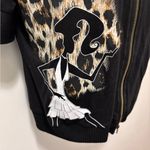 Joseph Ribkoff Black Leopard SS Hoodie Knit Top Jacket Sz 10 Sheer Sleeve Dressy Photo 5