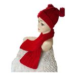 Handmade Bright Red (some gold touches) Crochet Hat & Scarf Set Cozy & Stylish Photo 5