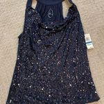 INC NWT-  Navy Blue Vivacious Drape Neck Sequin Tank Top XL Photo 0