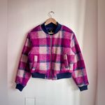 House of Harlow 1960 Plaid Wool Blend Bomber Jacket M Pink Size M Photo 1