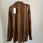 Vince  Striped 100% silk shirt, Brown with  Cream stripes, Size XL, NWT Photo 6