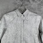 Chico's  Shirt Women 12 Snakeskin Button Down 3/4 Sleeve Collared Top Gray Neutral Photo 3