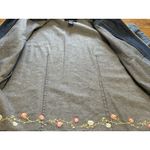 Denim & Co Women Medium Short Sleeve Zip Embroidered Floral Grannycore Boho Blue Photo 8