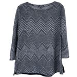 Lafayette 148 New York Sz M Women's Gray Blue Loose Open Knit Semi Sheer Sweater Photo 5