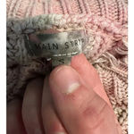 Main Strip  Cropped V-Neck Sweater Distressed Hem Two-Toned Pink Tan Photo 2