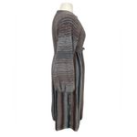 Vtg 70s Boho Striped long line balloon sleeve Sweater Cardigan Brown Size L Photo 4