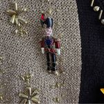 Lisa International Christmas patchwork cardigan size large Black Photo 2