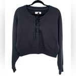 Victoria's Secret Victoria Secret Cropped Fleece Sweatshirt Women M Black Tie-up Front Long sleeve Photo 12