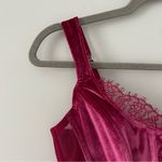 Victoria's Secret Victoria’s Secret Dream Angels Unlined Lace Up Velvet Corset Claret Red NWT L Photo 4