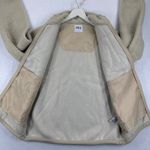 ZARA Sherpa Fleece Jacket Beige Full Zip Pockets Mock Neck Women's M Photo 4