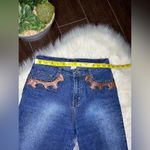 Isabel Flare Wide Leg blue Jeans with leather detailing sz 4P Photo 5