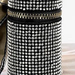 Womens Black Bling Lipstick Case Bag Charm with Twilly in Black 2” x 3.7” Photo 0