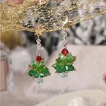 Exquisite Christmas Tree Faux‎ Crystal Decor Dangle Earrings Cute Cartoon Style Green Photo 6