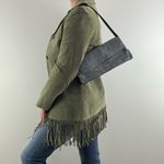 Vintage 90s Y2K Dusty Blue Snakeskin Print Fold Over Flap Rectangle Shoulder Bag Photo 1