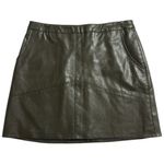 Jun & Ivy  size small olive green vegan faux leather mini skirt side pockets Photo 9