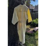 VTG 1950 Style Pastel Yellow Cotton Midi Day Dress Sz7 Tight Waist USA Bat Sleev Size 6 Photo 2