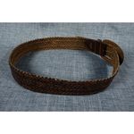 Brown Herringbone Woven Braided Leather Belt Size M/L 40" Vintage 80s 90s Y2K Photo 7