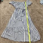 Isabel Maternity by Isabel and Ingrid Off the Shoulder Striped Maxi Dress Large Blue Size undefined Photo 6