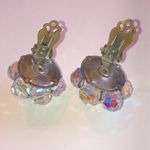Vintage Clear AB Crystal Beads Round Cluster Beaded Boho Clip On Earrings Photo 2