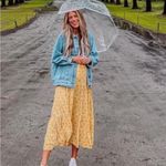 Free People  yellow Nova Tiered Floral Maxi Skirt Linen blend gypsy boho Small Photo 2