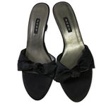 Hype Black Satin Leather Bow Front Wedge Sandal Size 7 Photo 32