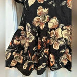 Saltwater Luxe  | Black Hibiscus Bell Sleeves Ruffle Hem Mini Dress Size XS Photo 5