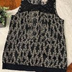 Loft ⭐️ Black & White Floral Crocheted Crewneck Top Photo 0