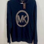 Michael Kors Midnight Blue & Gray Logo Charm Cotton Blend Sweatshirt Medium NWT Photo 2