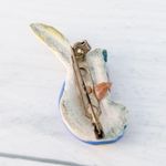 Vintage Brooch / Vintage Pin Ceramic Bird / Parrot Brooch Red Photo 6