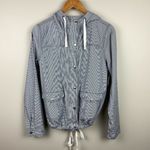 SO  Jacket Womens Medium‎ Blue Stripe Field Full Zip Flap Pocket Lightweight New Photo 1