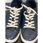 Ralph Lauren Navy Blue Leather Snake Cream Sneakers Size 6 Photo 4